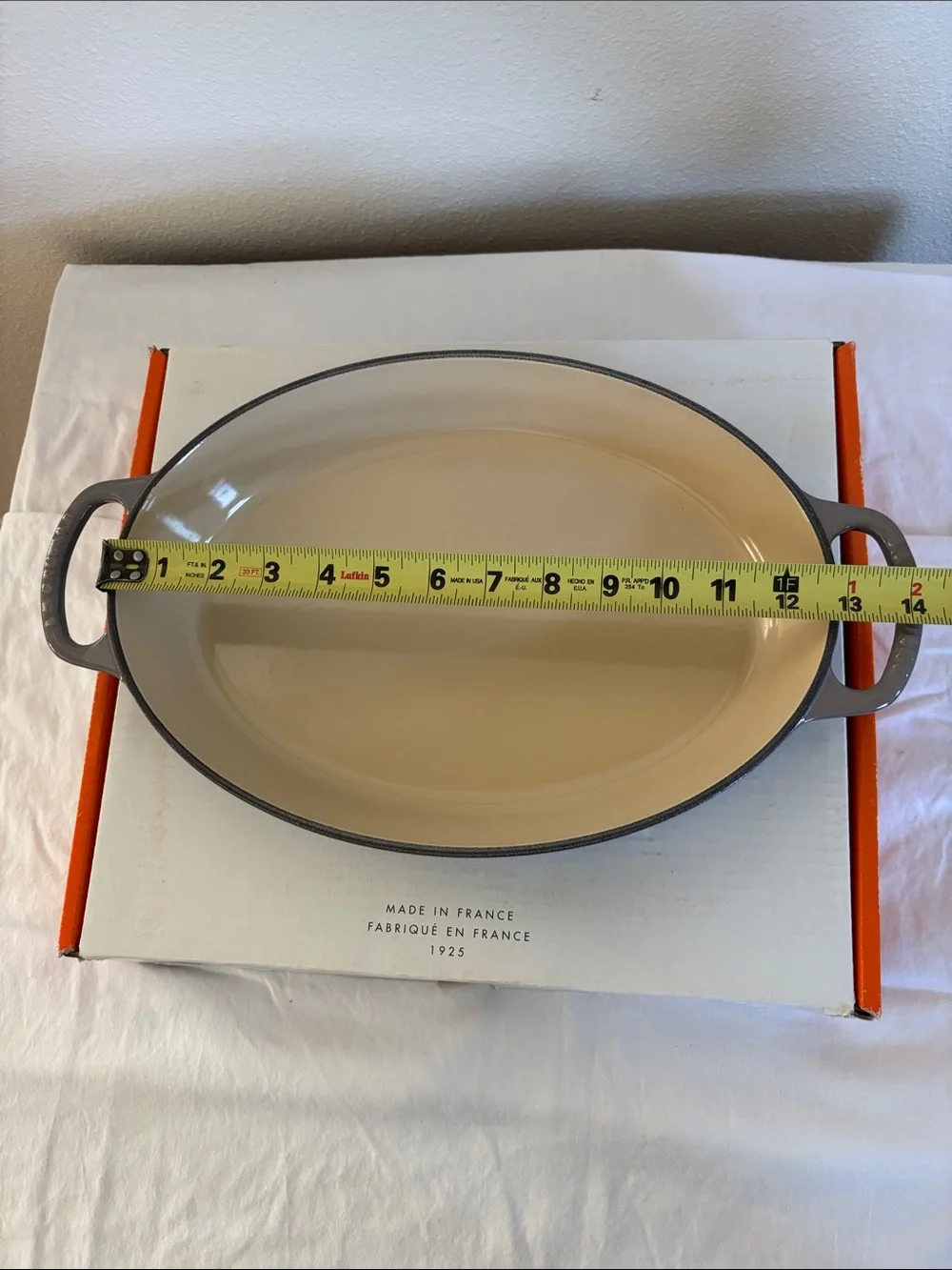 NEW IN BOX Le Creuset Oval Enameled Cast Iron Baker in Oyster